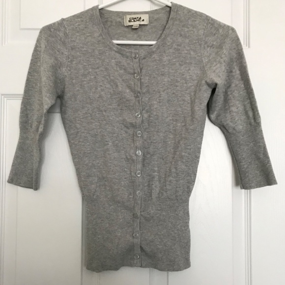 Y2K Costa Blanca Button Cardigan Top Blouse XS Light Grey Half Sleeve - Picture 2 of 9